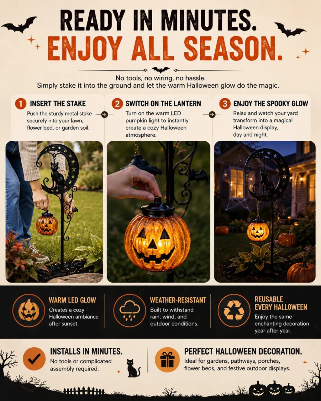 SpookyMoon™ — Cat & Pumpkin Lamp